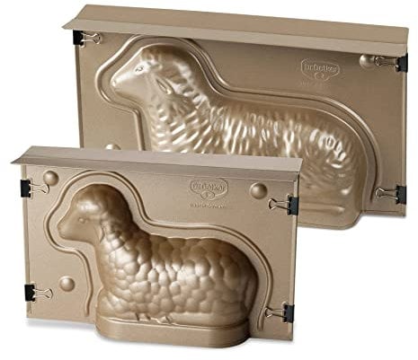 Dr. Oetker Osterbackformen-Set Goldiges Ostern, hochwertige Lammform, Mini-Lammform aus Stahlblech, Backformen mit Antihaftbeschichtung, Formen für die Osterfeier (Farbe: Gold), Menge: 1 x 2er Set