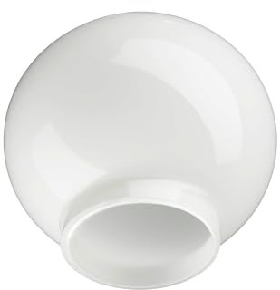 LUMIS Glass Globe Lampshades, Clip-on, Replacements for Ceiling/Wall/Floor Lights, White, 12.5cm Dia. (5”), Neck: 5.5cm (2⅛)