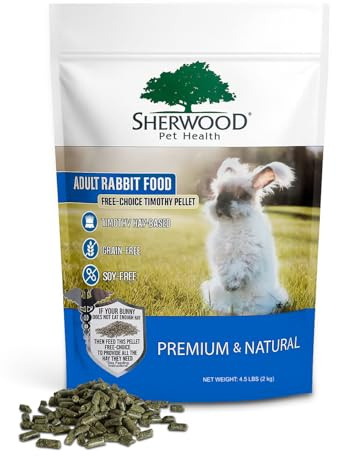 Sherwood Pet Health Adult Rabbit Food Timothy Hay Free-Choice 4.5lbs Hay-Based, Grain and Soy-Free for Better Digestion