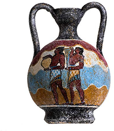 Ancient Greek Minoan Amphora Cup Bearers Handmade Ceramic Pottery Vase Small