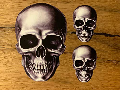 #820 / Skull Heavy Metal Aufkleber Set 15x10cm / 7x4,5cm Hardcore Tuning Sticker Auto Motorrad Biker Custom USA V8 Rockabilly Oldschool Musik
