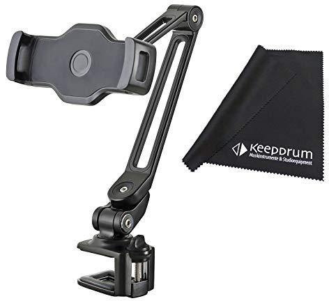 K&M 19805 Support pour smartphone et tablette + chiffon microfibre Keepdrum
