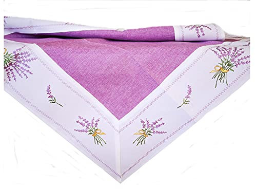 Mitteldecke Tischdecke 85x85cm Lavendel rosa lila Blumen Landhausstil 100% Polyester