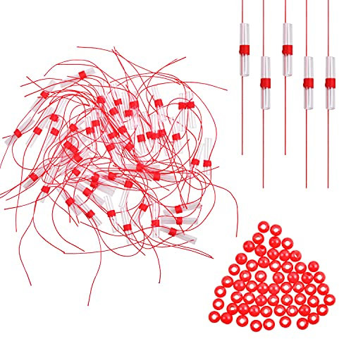 100stk Angeln Posen Stopper Fadenstopper mit Perlen Angeln Schnurstopper Spirolino Posen, Forellenangeln, Angeln auf Forelle Fadenstopper Posenstopper Angelgerät (Weinrot(klarer Röhre))