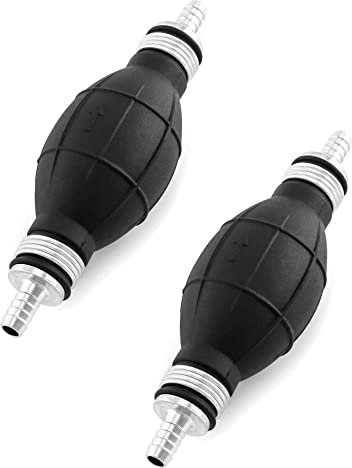 QWORK Fuel Transfer Pump, 2 Pack, 5/16 (8mm) Rubber Vacuum Fuel Line Hand Primer Pump Bulb Type for Marine Boat Gasoline, Black