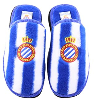 LARES Zapatillas Casa RCD ESPAÑOL para Hombre y niño Talla: 42 - Equipo futbol Espanyol con Licencia Oficial.