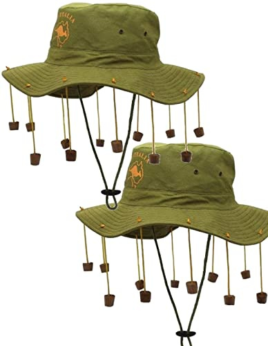 Dreamzfit Australian Hat with Corks - Pack of 2 | Aussie Fancy Dress Party Accessories Kit for Adults & Kids | Crocodile Hunter Costume Hat for Australia Day, Halloween & Theme Parties