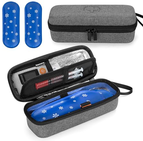 Damero Insulin kühltasche Reise Tasche, Insulin Diabetiker Tasche, Medikamente isoliert Diabetiker Tragbaren Kühler Tasche für Insulin Pen und andere Diabetikerzubehör,Grau