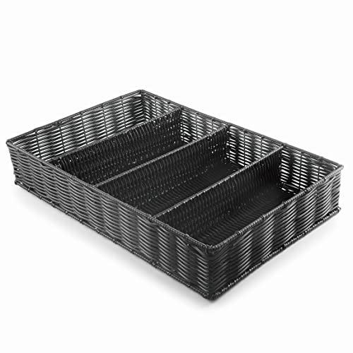 Lacor - 63491 - Cubertero RATTAN Polypropylen GN 1/1, 100% BPA-frei, verstärkter Chromrahmen, spülmaschinenfest, 53 x 32,5 x 9 cm, schwarz