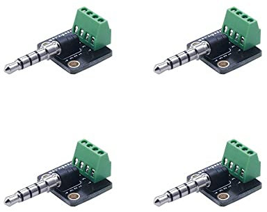 Treadax 4pcs 3.5mm 4 Pins Stereo Mic Audio Plug Breakout Board Audio Solder Adapter with Screw Teminal Block
