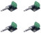 Treadax 4pcs 3.5mm 4 Pins Stereo Mic Audio Plug Breakout Board Audio Solder Adapter with Screw Teminal Block
