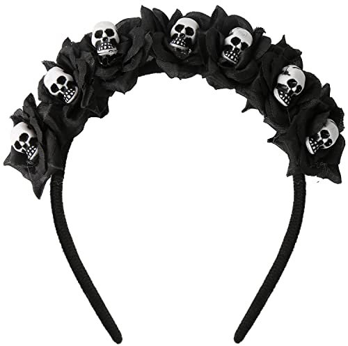 VEYLIN Halloween-Reifen, Blumen-Skelett-Stirnband für Halloween-Party
