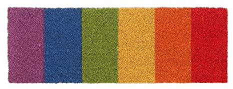 Relaxdays Rainbow Doormat Coir Rubber, 75x25 cm, Door Mat Inside & Outside, Non-Slip, Multicoloured, Coco, 75x25cm