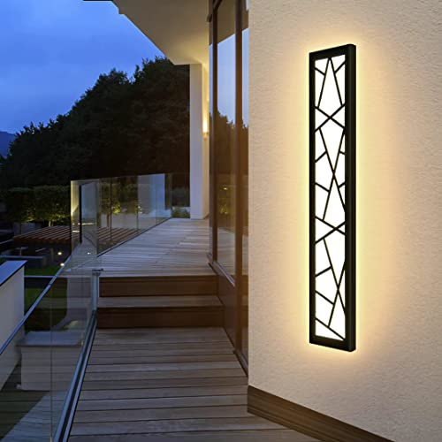 LED Lange Wandleuchte Ip67 Wasserdicht Wandlampe Led Lang Wandlampe Villa Innen Außenwandleuchten Anthrazit Lange Wandleuchten Aussen Gartenwandbeleuchtung Garage Terrasse-60CM,Warmes Licht