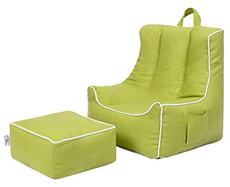 Ready Steady Bed sitzsack Kinder mit Fußhocker - Kinder Sessel mit füllung - Kindersessel Mädchen und Jungen Babysessel mit Abnehmbarem Bezug- Kindermöbel, sitzsack kinderzimmer (Limette)