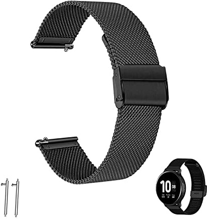 Milanese Mesh Uhrenarmband, Edelstahl Mesh Uhrenarmband, feines, dünnes Metall Mesh Uhrenarmband, verstellbare Länge, Schnellverschluss-Uhrenarmband für Männer und Frauen ( Color : Black , Size : 15mm