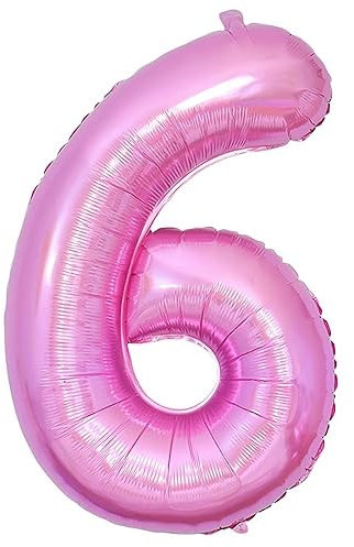 Vthoviwa 40 Pollici Palloncini Numeri 6 Rosa, Pallone 6. 0123456789,10-19,20-25,30,40,50,60,70,80,90 Compleanno Numero Palloncini Foglio, Palloncino 6 Decorazione Festa Supporta Elio