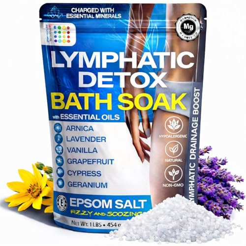 Bruizex Arnica Montana Bath Salts, Espom Salt Bath Soak for Lymphatic Drainage & Body Detox, Epsom Salts for Soaking with Essential Oils, Bath Salts for Pain Relief, Swelling & Post Surgery, 1 Lb