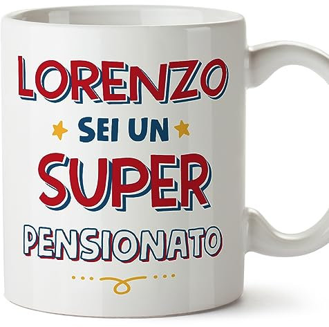 Mugffins Tazza Personalizzata in ceramica per PENSIONATO uomo 11 oz / 350 ml - In italiano - Sei Super - Idea regalo per compleanno, anniversario, natale, laurea
