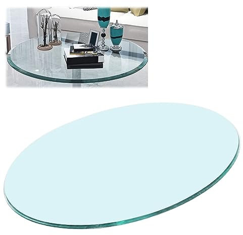 SAGIDAR Table De Jardin en Verre Trempé, Table D'appoint Ronde, Plateau De Table en Verre Trempé Rond Meuble, Verre De Sécurité Trempé De 8 Mm, 38CM 48CM 65CM 75CM 98CM, Élégant Et Beau