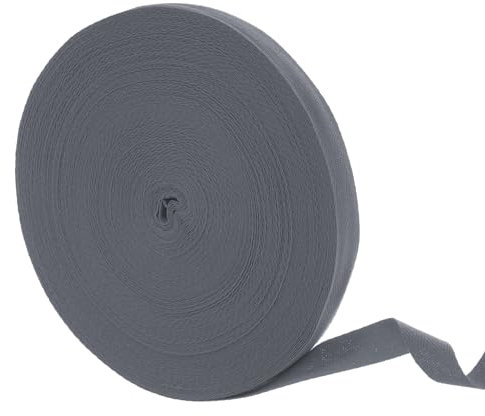 sourcing map Cinta de sarga de algodón de 50 yardas, cinta de espiga de 20 mm para costura de ropa, manualidades (gris tinta)