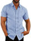Glacspyg Linen Shirt Men's Short Sleeve Work Casual Shirt Fit Business Casual Holiday Summer Beach Blue L