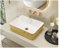 MEJE Évier de salle de bain 48,3 x 38,1 cm, rectangulaire au-dessus du comptoir à rayures dorées, lavabo en porcelaine et céramique, lavabo pour lavabo de lavabo