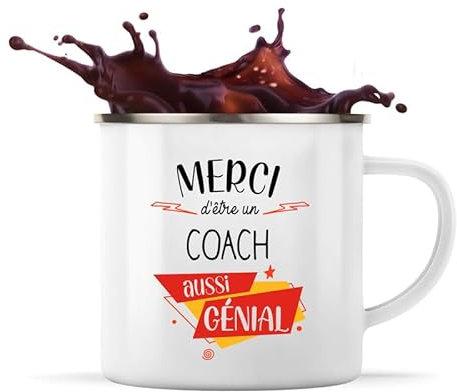 Planetee Tasse Coach 360 ml | Mug Émaillé Métallique | Idée Cadeau Collègue Travail Retraite