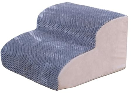 AWHAO Escalier pour Chien à 2 Marches, Rampe Respirant et Lavable pour Animaux,25 x 29 x 37 cm, Veste Amovible et Lavable, Marche Pied en Éponge à Haute Densité pour Chien Chat, Gris