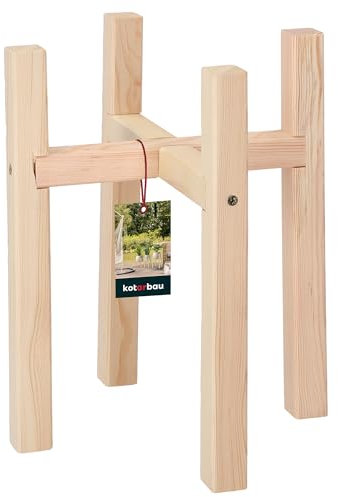 KOTARBAU® Blumenständer Holz natural Kreuz 23 x 23 x 30 cm Pflanzenständer Holz Blumenständer Plant Stand Blumentopfständer für innen Blumentopfregal Blumentopf Ständer Holz