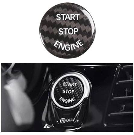 JNNJ Couvercle De Bouton-Poussoir De Démarrage De Voiture, Cache Pour Bouton Démarrage/Arrêt Du Moteur Voiture En Fibre Carbone, Accessoires D'intérieur Voiture Pour Différents Modèles(Noir)