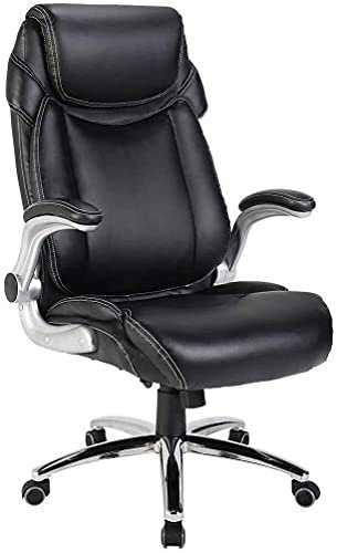 Boss Bürostuhl, Bürostuhl mit hoher Rückenlehne, ergonomischer Computer mit Lordosenstütze, Kopfstütze, Drehstuhl für Damen, Herren, Erwachsene, verstellbare Rückenlehne, Verriegelung, hochklappbar