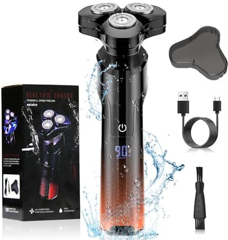 Bwaliffury Afeitadora Electrica Hombre, Maquina De Afeitar Hombre, Recortadora De Barba Con 3 Cabezales De Afeitado Giratorios, Afeitadora Eléctrica Para Hombres, Recargable Inalámbrico