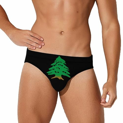 Costume da bagno da uomo con bandiera libanese, slip da surf per allenamento