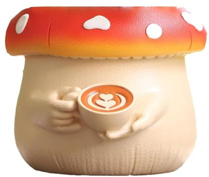 Nuyhgtr Pot de Fleurs en Forme de Tasse à café, Plantes d'intérieur, Pot de de Dessin animé, Vase en résine en Forme de Champignon avec Drainage pour Plantes Grasses, Cactus