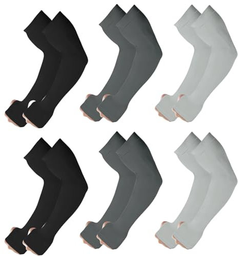 Moguri 6 scaldamuscoli per uomo e donna con foro per il pollice, SPF 50, protezione solare UV, scaldamuscoli a compressione per coprire le braccia