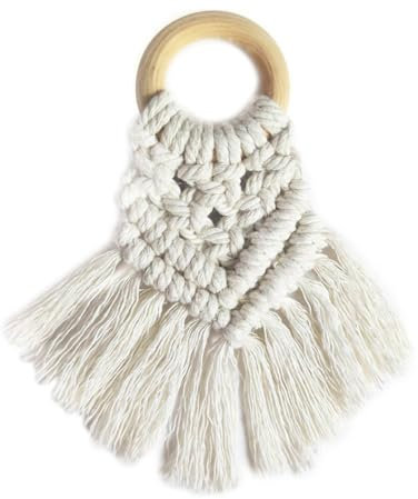 Wambere 6 Stück Serviettenschnalle aus Baumwollseil mit Quaste,Makramee Boho Serviettenring Serviettenhalter Tischdekoration für Hochzeit Karneval Geburtstag Party Abendessen Bankett,Weiß