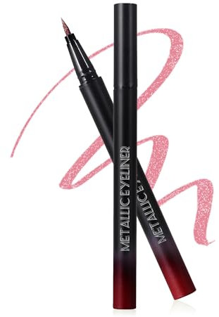 Diamond Glitzer Liquid Eyeliner, Rot Glitter Metallic Wasserfest Kajalstift, Intense Color Eyelinerstift Langanhaltend Wischfest, Ultrafeine Feder, Smooth Eye Liner Makeup Pen, Geschenke für Frauen-07