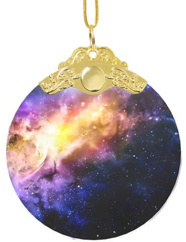 CRJSYCBYB Runder Anhänger aus Glas, Motiv: Galaxie im Universum, zum Aufhängen am Weihnachtsbaum