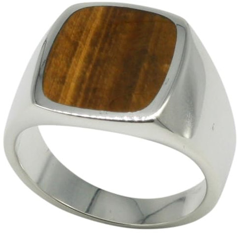 Feiner Siegelring aus 925er Silber mit Tigerauge, Größe:63 (20 mm)