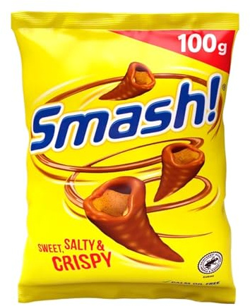 Sweet Buddies Smash Schokolade 100g – Crunchy Mais Snack mit Milchschokolade – Corn Chips in kleine Tüten – Schoko & Salzige Süße Snacks ohne Palmöl - Das Knabberzeug aus Norwegen