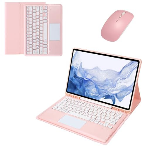Funda con Teclado, Funda con Teclado para Samsung Galaxy Tab S7 FE 12.4'' 2021, Funda Delgada con Soporte para trackpad Incorporado, Soporte para S Pen, Teclado Bluetooth inalámbri