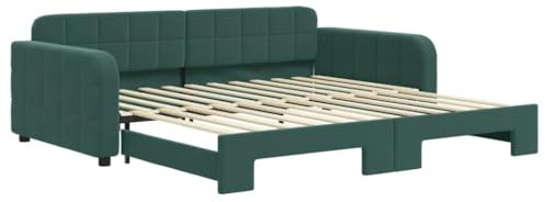 Genérico Wenjingqi 3196938 Schlafsofa, Samt, Dunkelgrün, 100 x 200 cm, Grün