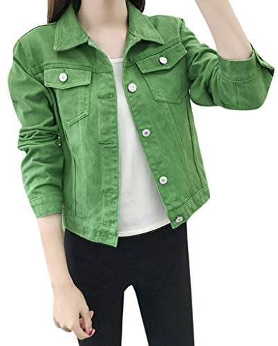 TDEOK Damen Kurze Jeansjacke Rot Freizeitjacke Sportlich Jeansmantel Sommer Kurzjacke Einfarbig Denim-Jacke Mit Knöpfen Bikerjacke Boyfriend Jeans Jacket Casual Arbeitjacke Vintage Damenjacke