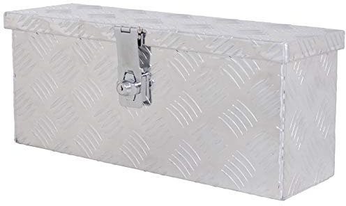HOMCOM Cassetta Portautensili da 2 kg con Chiusura a Chiave, Valigetta Portautensili in Lamiera di Alluminio, 50x15.5x20.5 cm, Argento