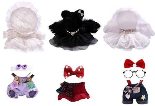 Kleidung für Puppe, Kleidung für 15cm große Puppe, Puppenzubehör, Puppenkleidung, Mini Plüschpuppen Kleidungsset （6-Teiliges Set）