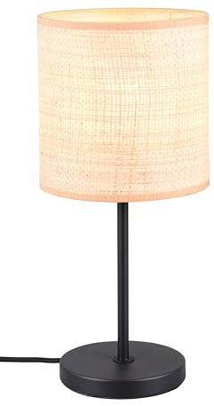 Reality Leuchten Tischleuchte Aimee R51851036, Metall Schwarz matt, Schirm Bast naturbelassen, exkl. 1x E27 |