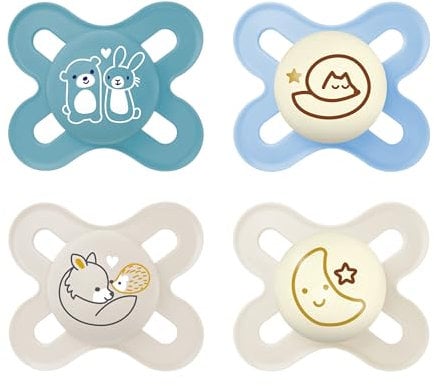 MAM Original Start Day & Night Schnuller | 0-2 Monate | Babyschnuller für Neugeborene | 94% Akzeptanz | stillfreundlich | von 100% der Hebammen empfohlen | SkinSoft Silikon | blue | 4 Stück
