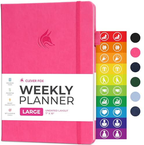 Clever Fox Planner – Undated Weekly & Monthly Planner for Productivity, Time Management & Goals – Organizer Journal – (Hot Pink, Smaller Than A4 (7 x 10))