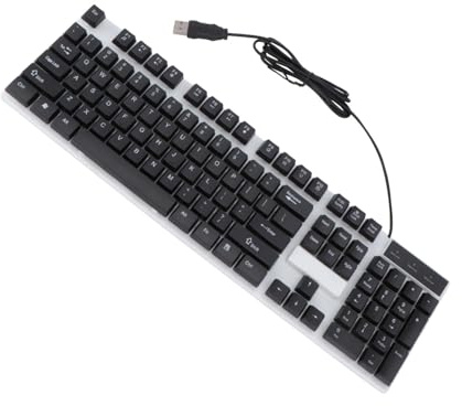Veemoon Clavier Gaming Filaire Noir, Lumineux et Étanche, Compatible Ordinateur et Téléphone, pour Bureau et Voyage, Design Fin en Plastique